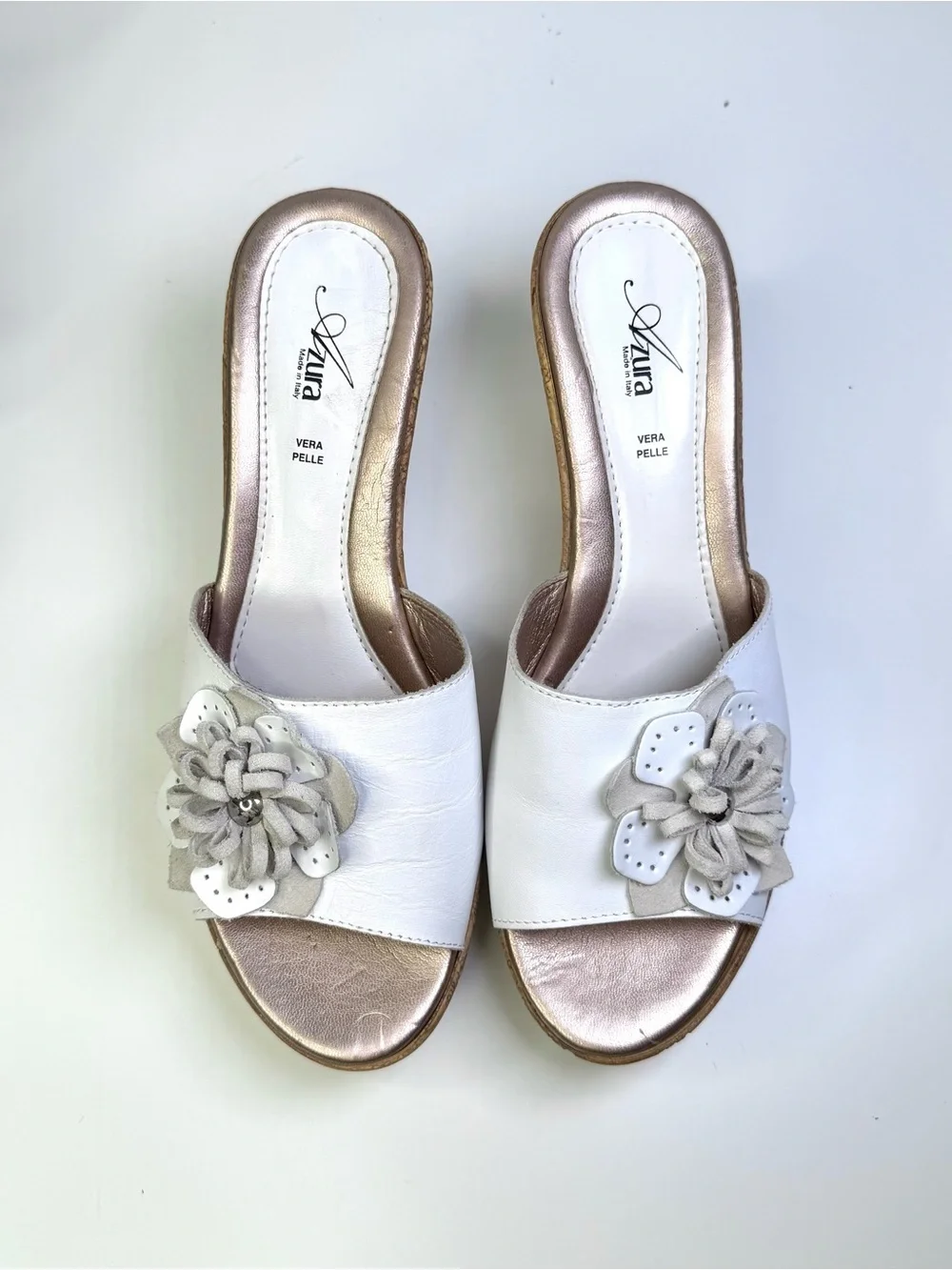 Azura by Spring Step Women's Narcisse Slide White with Flower Embellishment 41